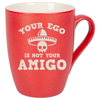100 North Skull Sombrero 10 Ounce Crimson Red Metallic Finish, Comfortably Fits Your Hands, New Bone China Coffee Tea Cup Mug, Your Ego Is Not Your
