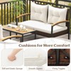 Tangkula 4 Piece Patio Conversation Set with Heavy Duty Solid Acacia Wood Armrests & Tabletop Outdoor Cushioned Wicker Furniture Set - 3 of 4