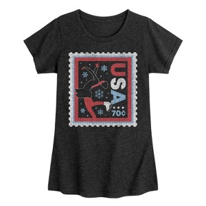 Girls' - Instant Message - Figure Skater Stamp Fitted Short Sleeve Graphic T-Shirt - 1 of 4