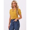 INSPIRE CHIC Women's Vintage Polka Dots Peter Pan Collar Puff Short Sleeve Shirt - 2 of 4