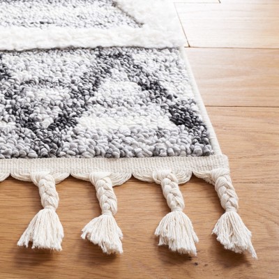 Gray Diamond Braided Shag Rectangular Area Rug