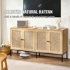 VEVOR Rattan Cabinet, Rattan Storage Cabinet with 4 Magnetic Doors and Adjustable Shelves, Sideboard Buffet Cabinet for Hallway, Entryway, Natural - 3 of 4