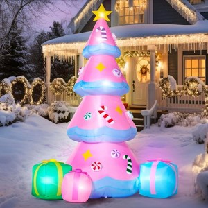 Paaaawaters 7 FT Christmas Tree Inflatables Outdoor Decoration, Giant Christmas Inflatable Tree with 3 Gift Boxes - 1 of 4