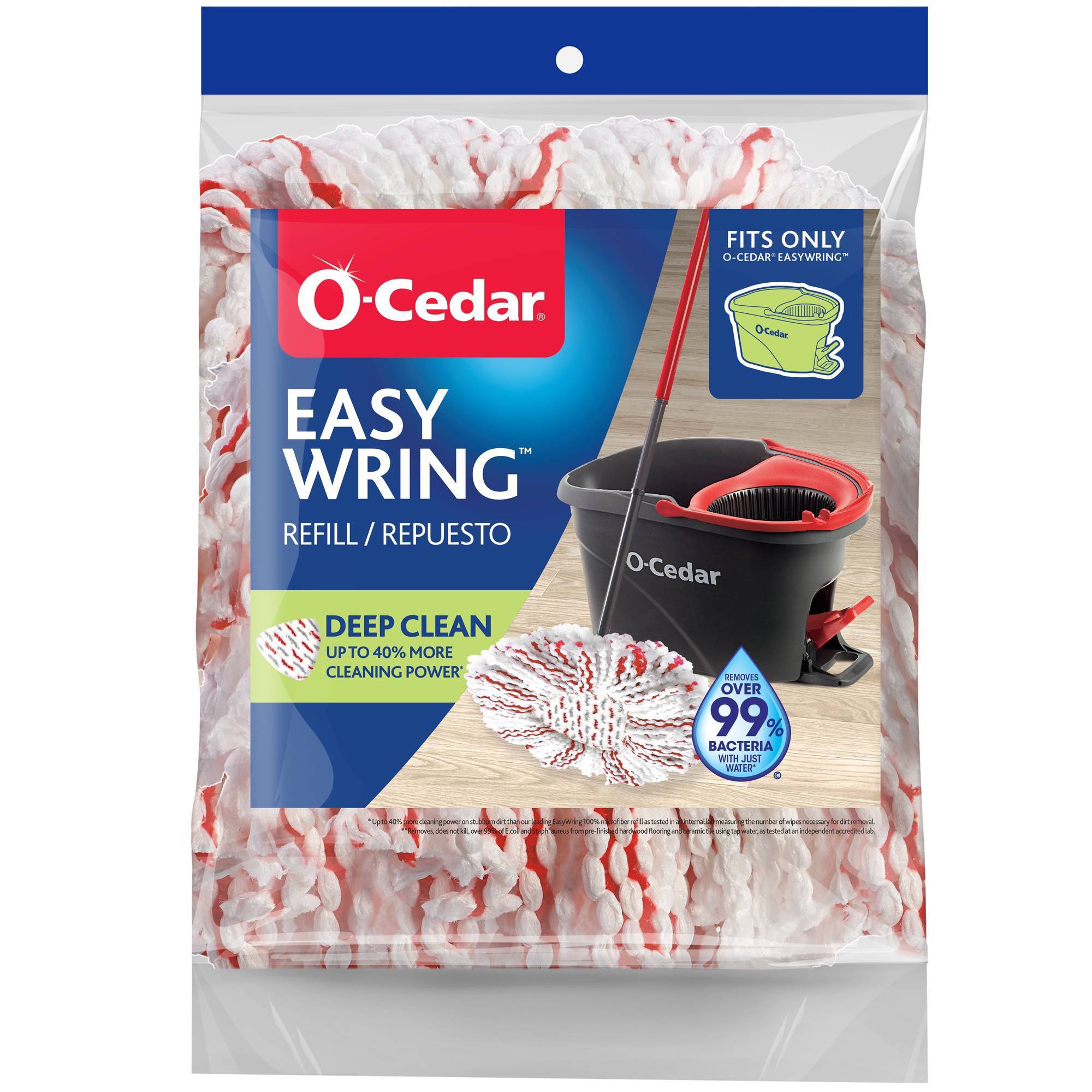 O-Cedar EasyWring Deep Clean Mop Head Replacement: Microfiber, Multi-Surface, Unscented, 9 Inch Height