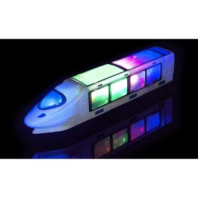 JuzToys 3D Colorful Lightning Electric Train Toy with Music – Bump and Go Bullet Train Toy, Auto-Changing Direction Toy Vehicle for Kids – White