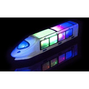 JuzToys 3D Colorful Lightning Electric Train Toy with Music – Bump and Go Bullet Train Toy, Auto-Changing Direction Toy Vehicle for Kids – White - 1 of 2