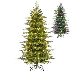 Tangkula 9/7.5/6 FT Pre-lit Artificial Christmas Tree, Hinged Xmas Tree w/ 1770/1162/714 Branch Tips, 560/380/260 Multicolored & Warm White LED Lights - 1 of 4