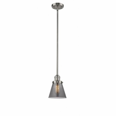 Cone - 1 Light Stem Hung Mini Pendant In Industrial Style-8 Inches Tall and 6 Inches Wide