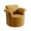 360° Swivel Boucle Barrel Chair, Upholstered Armchair with Gold Metal Legs, Comfortable Round Accent Chair for Living Room - Koiai - 4 of 4