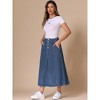INSPIRE CHIC Women's Long High Waisted Frayed Jean Denim Skirts with Pockets - 4 of 4