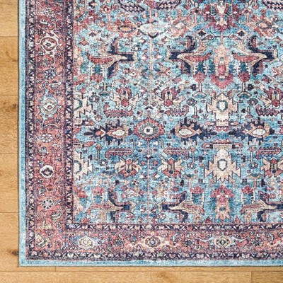 Jurrell 2'7" x 7'3" Denim and Brown Washable Polyester Runner Rug