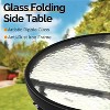 VINGLI Folding Glass Outdoor Side Table, 18 Inches Small Foldable Patio Bistro Table with Tempered Glass Table Top,Round - 4 of 4