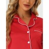 cheibear Women's Silky Satin Button Down Shirt with Shorts Sleepwear Pajama Sets - 4 of 4