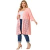 Agnes Orinda Women's Plus Size Lace Open Front 3/4 Sleeve Long Cardigans - 3 of 4