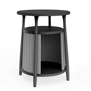 Dolonm Hidden Cat House End Table - 2-Tier Round Coffee Table Semi Enclosed Cat house Home Style Cat House Multifunctional - 1 of 4