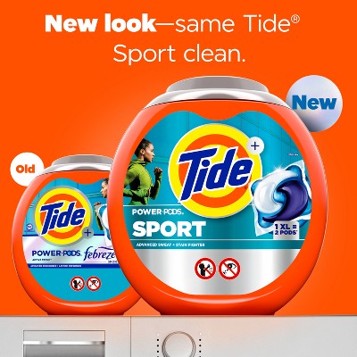 Tide Sport Power HE Deep Cleaning Concentrated Laundry Detergent Pods 63 Pacs - 93oz: Odor Control, Paraben-Free, Sporty Scent