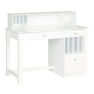 Saracina Home Home Office Deluxe White Wood Storage Computer Desk With Hutch Equipped With Keyboard Tray Cable Management Target