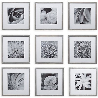 Elegant Greywash Wood Square Photo Frame Set for Gallery Wall