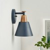 Dewdrop Modern Wall Sconce with Hammered Metal Shade and Wood Accent Cone Light Fixture for Bedroom - 3 of 4