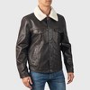 Alpine Swiss Aaron Mens Fitted Trucker Jacket Faux Fur Collar Vegan Leather Warm Casual Coat - 2 of 4