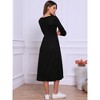 INSPIRE CHIC Women's Square Neck 3/4 Sleeves Waffle Knit Casual Midi Dress - 3 of 4