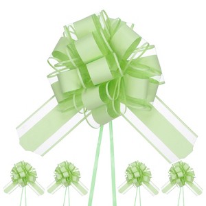 Unique Bargains Plastic Flower Ribbon Satin Gift Bow Pull Bows 12 Pcs - 1 of 4