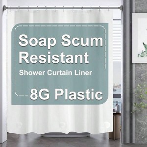 78 Inch White Shower Curtain, 72x78 Plastic, Heavy Duty, Waterproof PEVA with 3 Weighted Stones and 12 Rustproof Grommets - 1 of 4