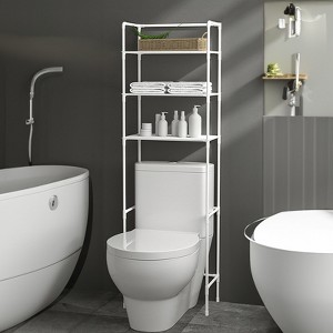 SKONYON Over The Toilet Storage Shelf Space Saving 3-Tier Bathroom Organizer White Finish - 1 of 3