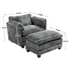 39" Oversized Boucle Single Sofa Chair Bed with Portable Ottoman,Double Deep Cushion & Side Storage Bag for Living Room-Baofuwish - 4 of 4