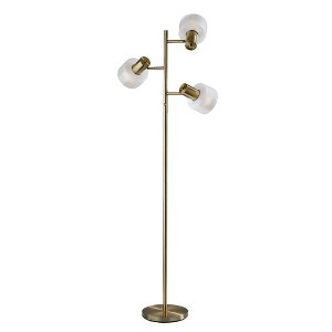 Adesso Rhodes Tree Lamp Brass: 3-Adjustable Glass Shades, ETL Listed, Metal Body, 67.5" Height - 1 of 3