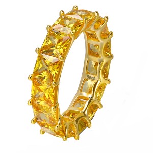 Eternity Wedding Band Ring for Women Princess Cz Sterling Silver Ginger Lyne Collection - 1 of 4