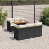 vidaXL Patio Sofa Set with Cushions Center and Corner Seats 6 Piece Poly Rattan - Black and Cream - 2 of 4
