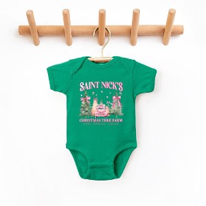 The Juniper Shop Coquette St. Nick's Tree Farm Baby Bodysuit - Newborn - Kelly - 1 of 3