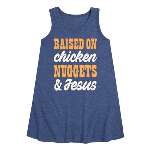 Girls' - Instant Message - Raised On Chicken Nuggets And Jesus Graphic Sleeveless Aline Dress - 1 of 4