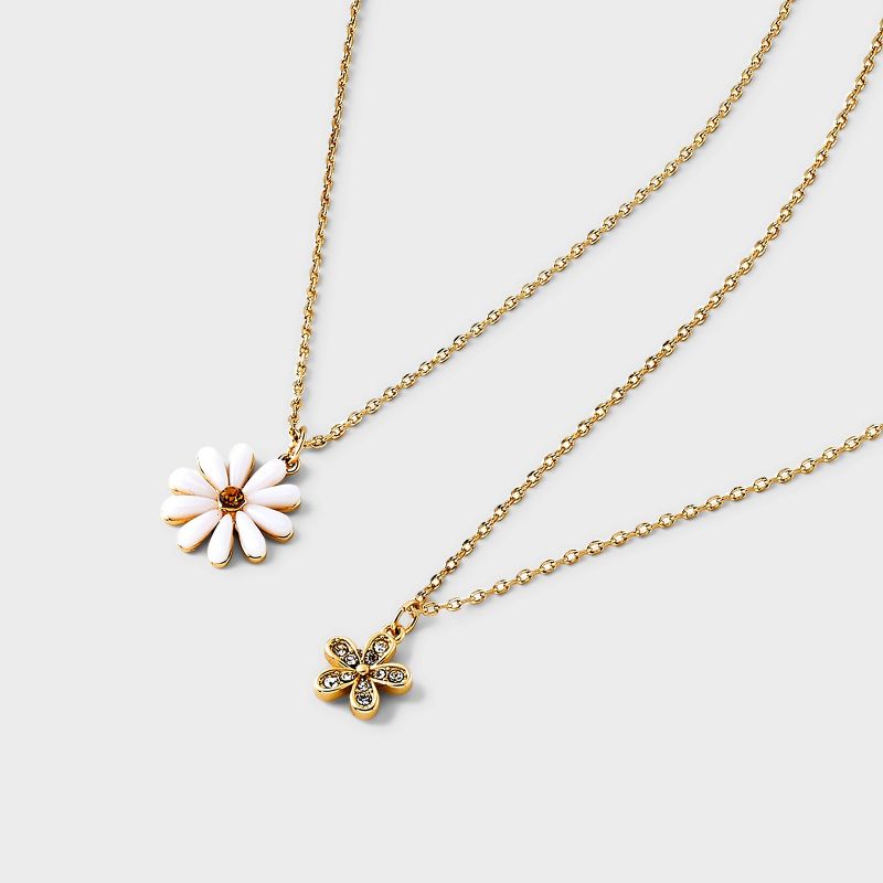 14k Gold Dipped Gold Resin and Crystal Daisy Flowers Set 2pc - A New Day&#8482; Gold, 4 of 5