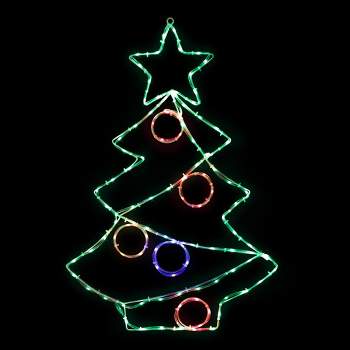 Northlight 28" LED Lighted Christmas Tree with Ornaments Window Silhouette