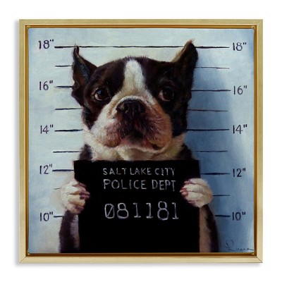 Stupell Industries Boston Terrier Jail Convicted Mugshot, 18" x 18"