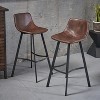 Set of 2 Dax 30" Faux Leather Bar Stools, Modern Brown Bar Chairs with Sturdy Metal Legs, Comfortable Upholstered Seat for Kitchen, Dining or Home Bar - 4 of 4