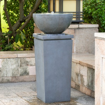 VisioGear Bird Baths, 44.5" Bowl Water Fountain, Outdoor Bird Feeder and Bath Fountains for Garden Lawn Backyard, Gray, 20.9"*20.9"*44.5"