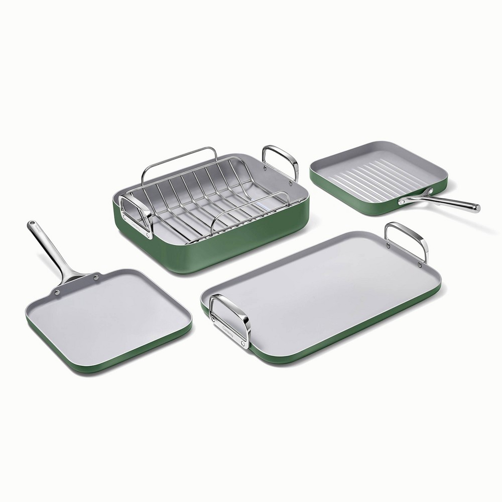 Caraway Home 5pc Nonstick Square Cookware Set Sage