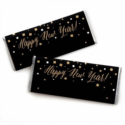 Big Dot of Happiness New Year's Eve - Gold - New Years Eve Party Candy Bar Wrappers Party Favors - Set of 24