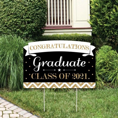 Big Dot of Happiness Tassel Worth The Hassle - Gold - 2021 Graduation Party Yard Sign Lawn Decorations - Congratulations Party Yardy Sign