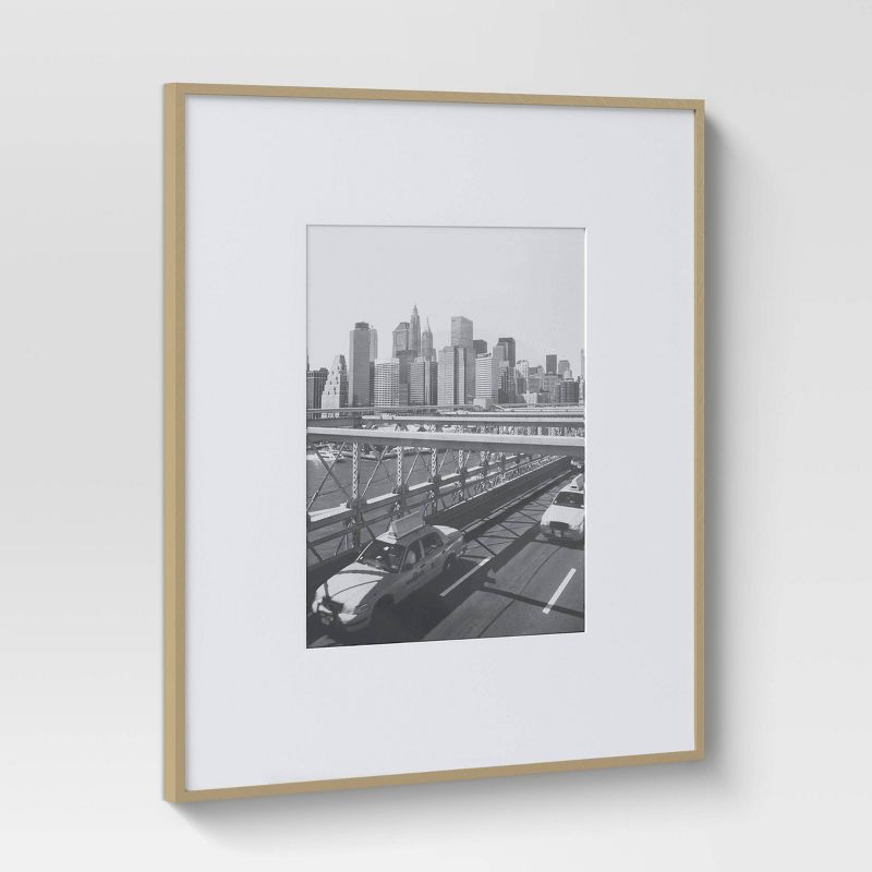 19.4&#34; x 22.4&#34; Matted to 11&#34; x 14&#34; Thin Gallery Oversized Image Frame Brass - Threshold&#8482;, 4 of 7