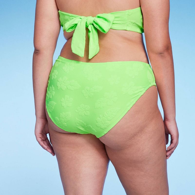 Women's Terry Textured High Leg Cheeky Bikini Bottom - Wild Fable™ Green, 3 of 7