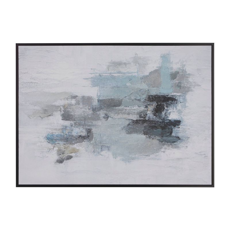 Contemporary Canvas Abstract Framed Wall Art with Black Frame Blue - Olivia &#38; May, 1 of 6