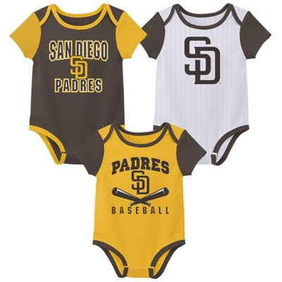 Image of MLB San Diego Padres Infant Boys' White Pinstripe 3pk Bodysuits - 3-6M