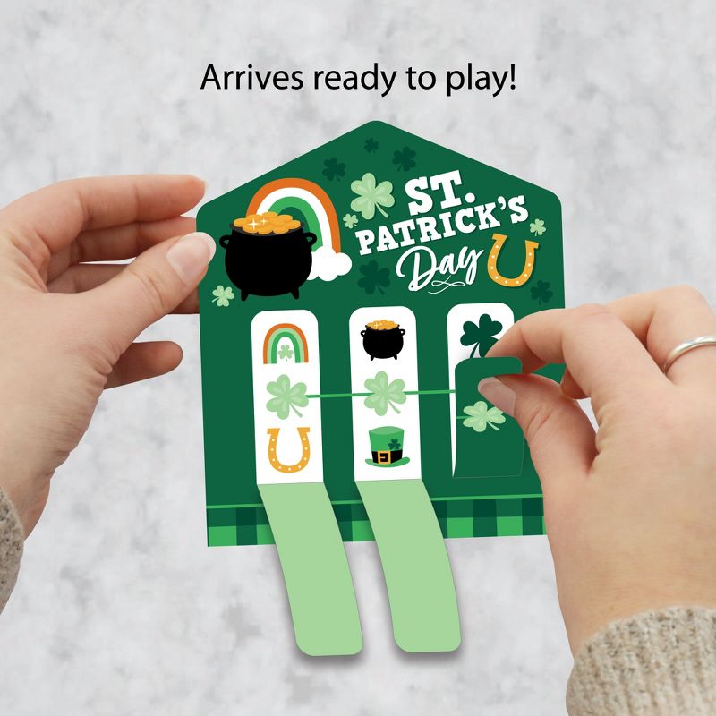 Big Dot of Happiness Shamrock St. Patrick's Day - Saint Paddy’s Day Party Game Pickle Cards - Pull Tabs 3-in-a-Row - Set of 12, 2 of 7