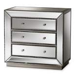 Edeline Hollywood Regency Glamour Style Mirrored 3 Drawer Chest Baxton Studio