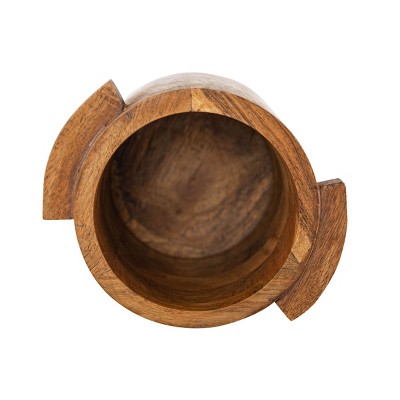 Handled Natural Acacia Wood Pinch Bowl for Serving