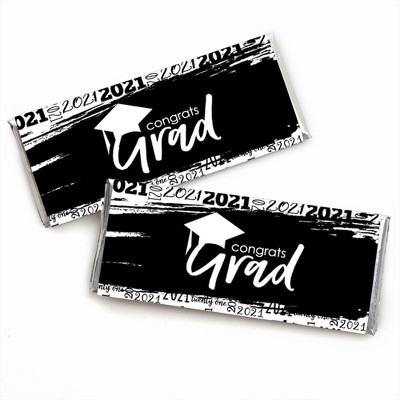 Big Dot of Happiness Black and White Grad - Best is Yet to Come - Candy Bar Wrapper Black and White 2021 Graduation Party Favors - Set of 24